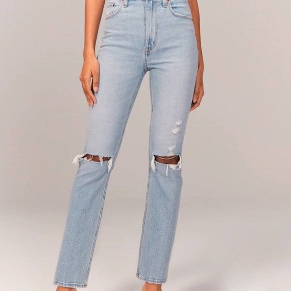 Abercrombie & Fitch Denim - Abercrombie Ankle Straight Ultra High Rise Jeans Light Wash